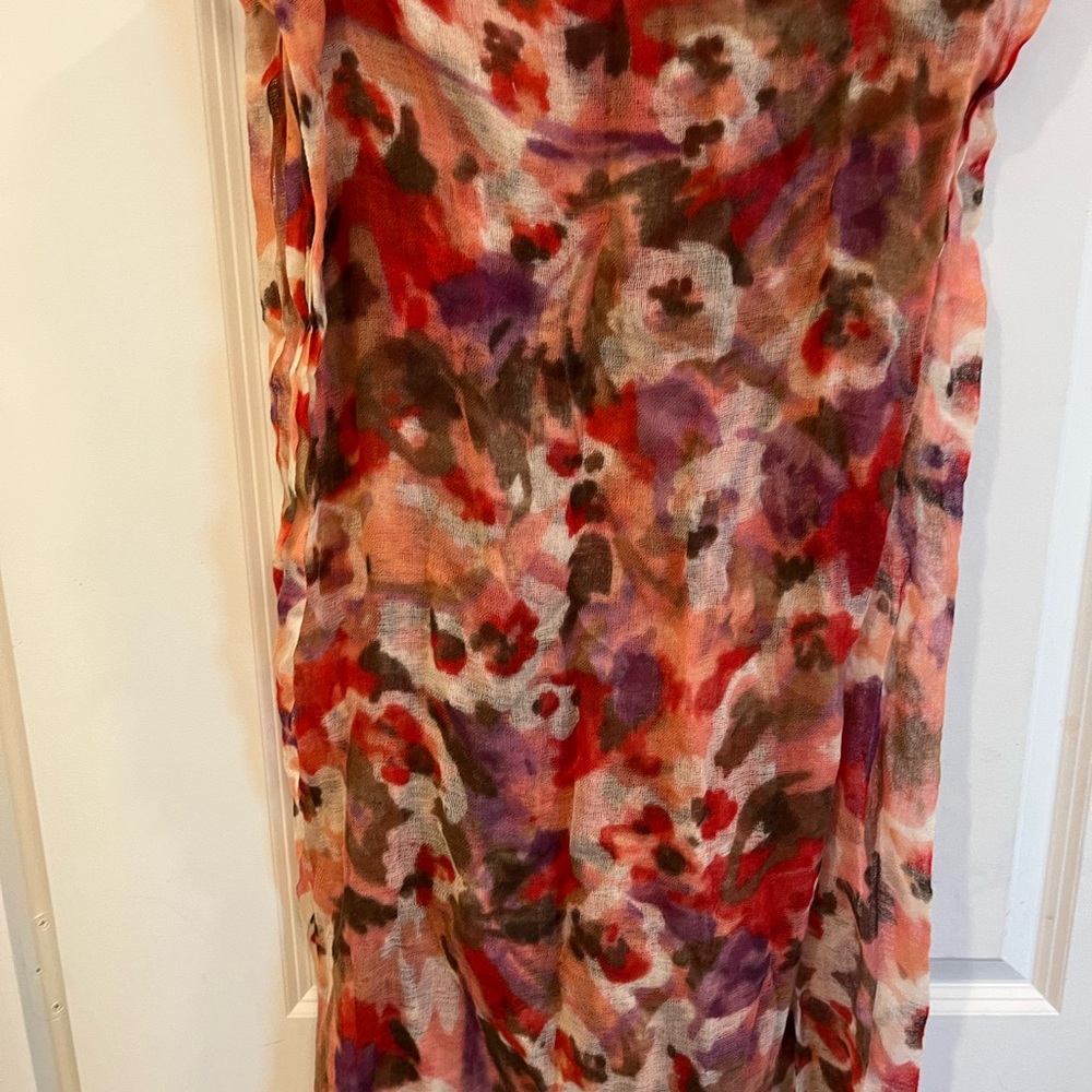 LOFT Red and Purple Floral Scarf - Picture 3 of 5